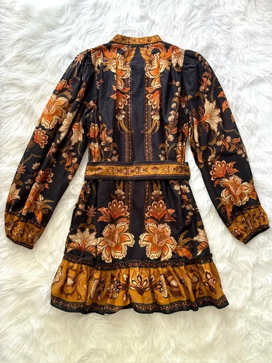 FARM Rio Majestic Garden Black Floral Belted Mini Dress, NWT 🇧🇷 - Picture 12 of 16